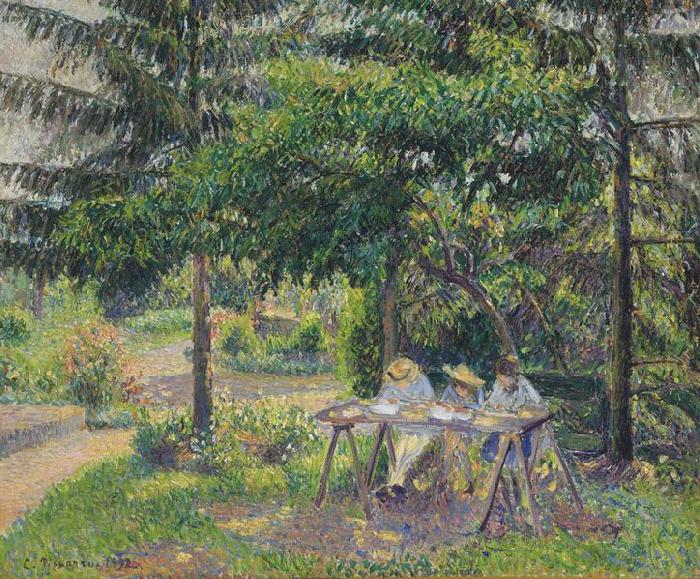 Camille Pissarro Enfants attables dans le jardin a Eragny,